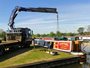 Hiab removing barge engine